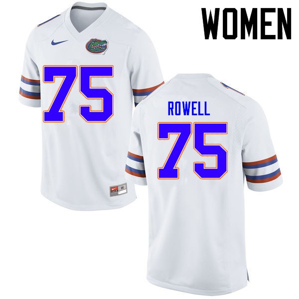 Florida Gators Women #75 Tanner Rowell College Football Jerseys White